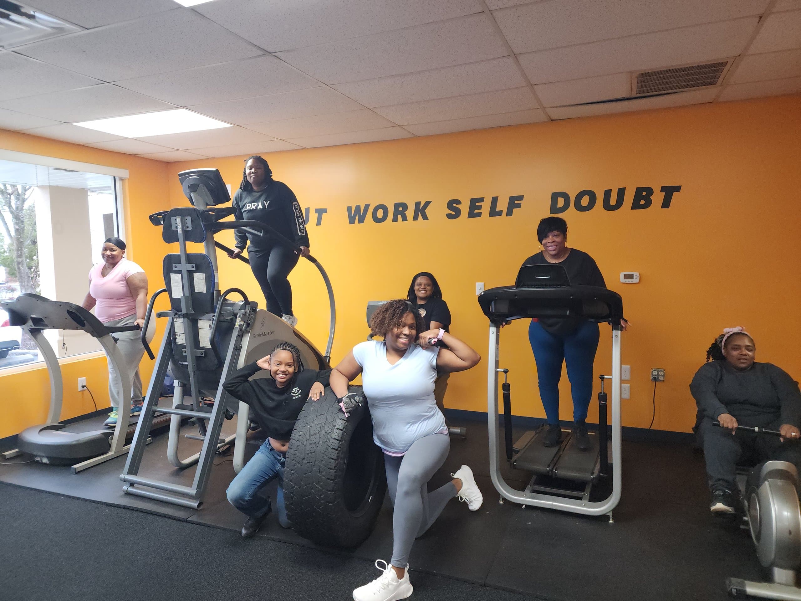 Members with the cardio equipment at DScottsFitCamp in Newport News